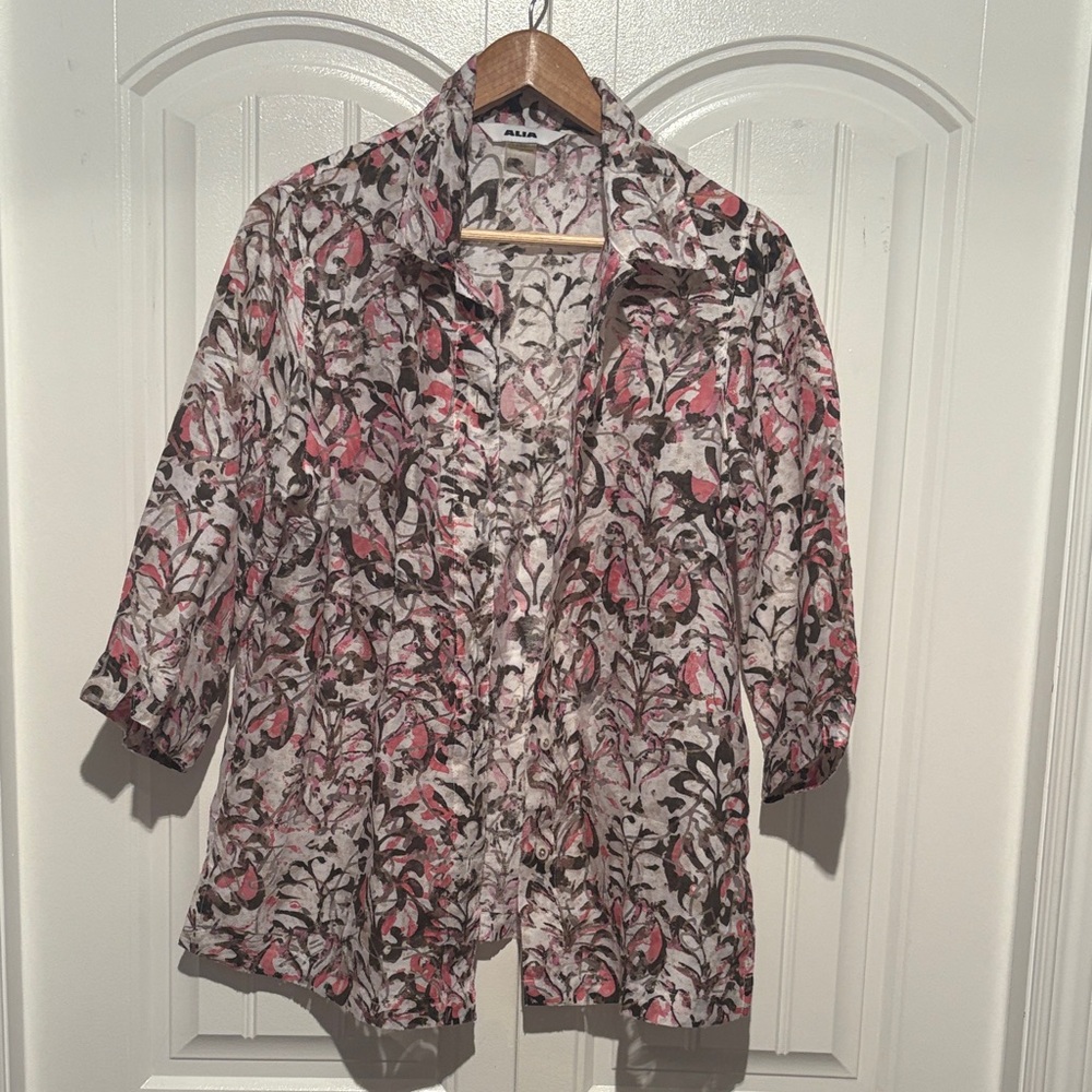 Alia Pink and Black Patterned Shirt